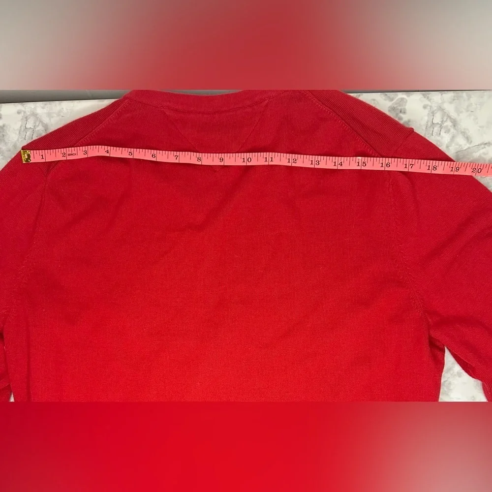 Classic red V-Neck preppy old money quiet luxury Sweater size L - Picture 8 of 9